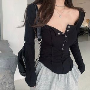 adorable black henley top